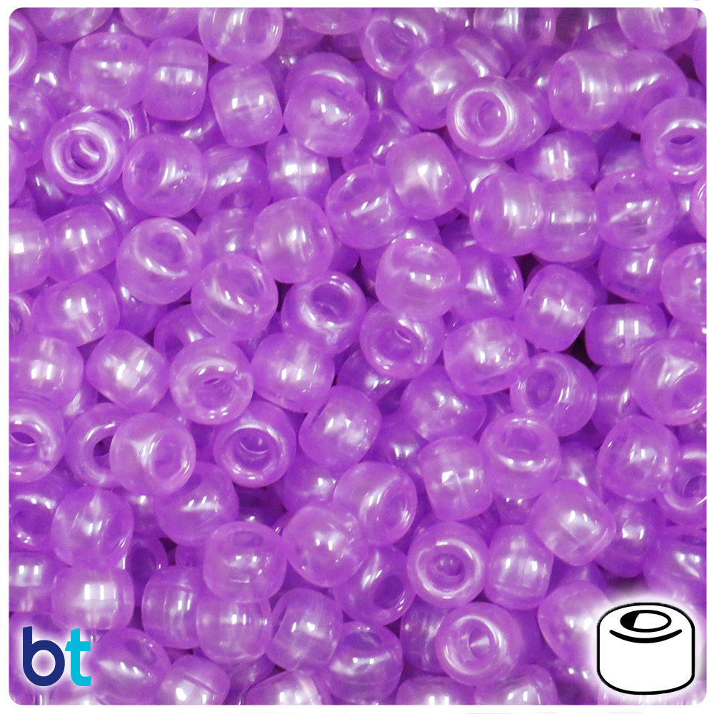 Purple Adrenaline Translucent 9mm Barrel Pony Beads (100pcs)
