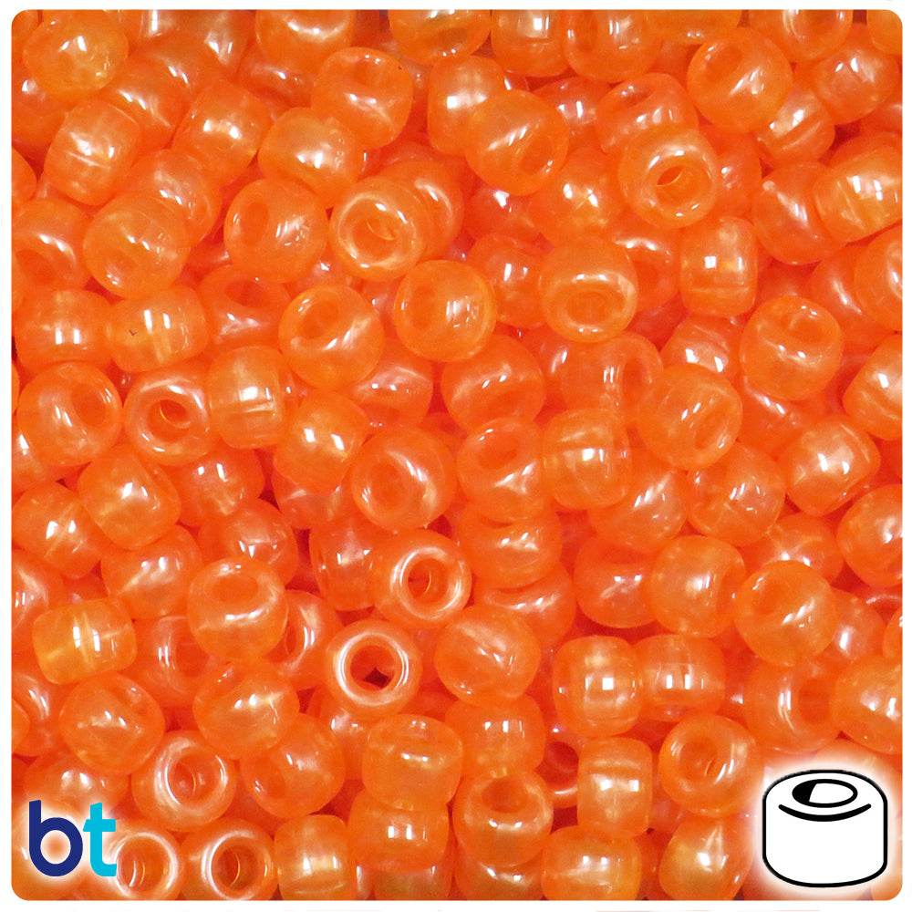 Orange Adrenaline Translucent 9mm Barrel Pony Beads (500pcs)