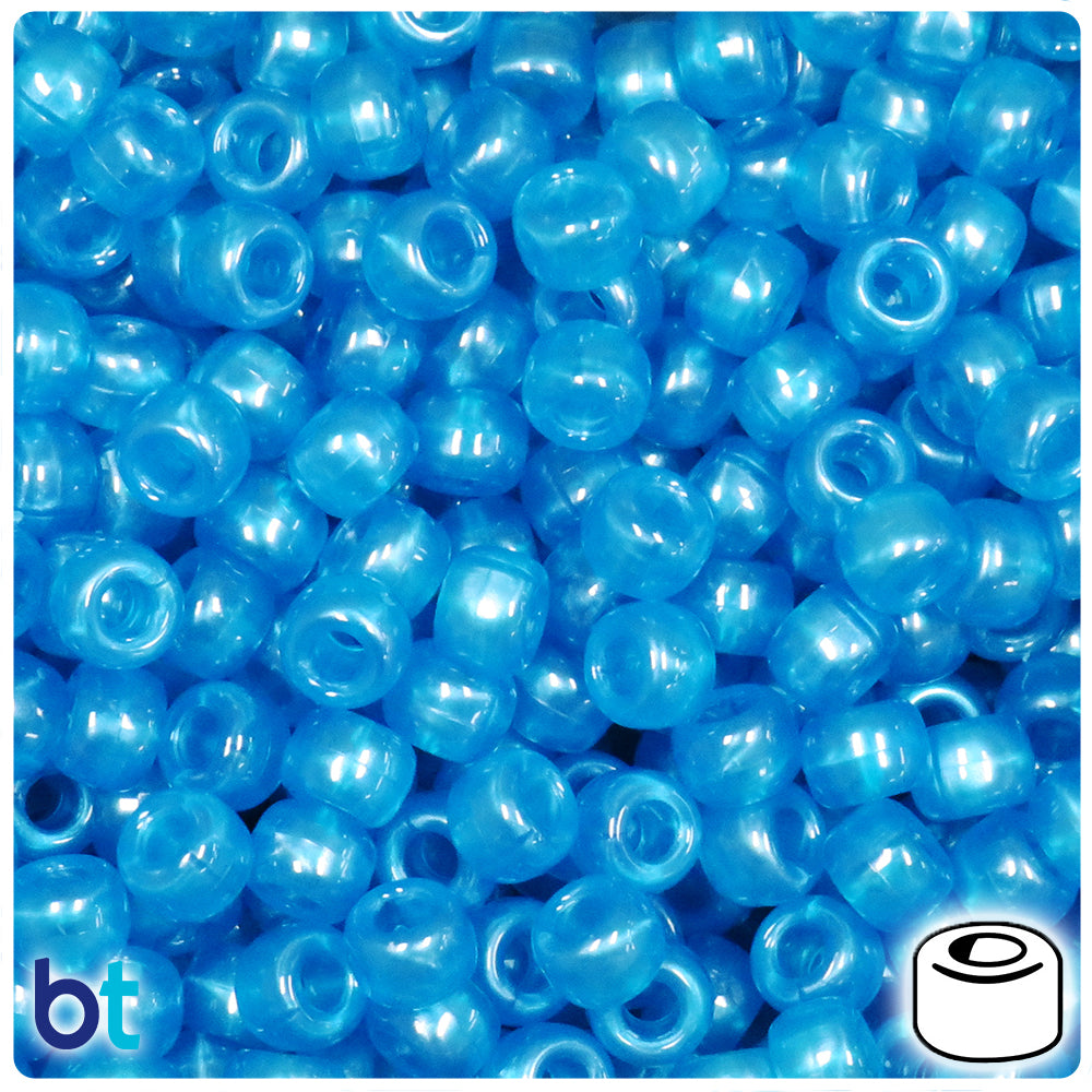 Teal Adrenaline Translucent 9mm Barrel Pony Beads (500pcs)
