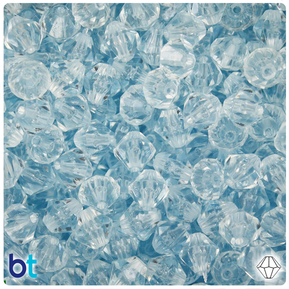 Pale Sapphire Transparent 8mm Faceted Bicone Plastic Beads (50pcs)