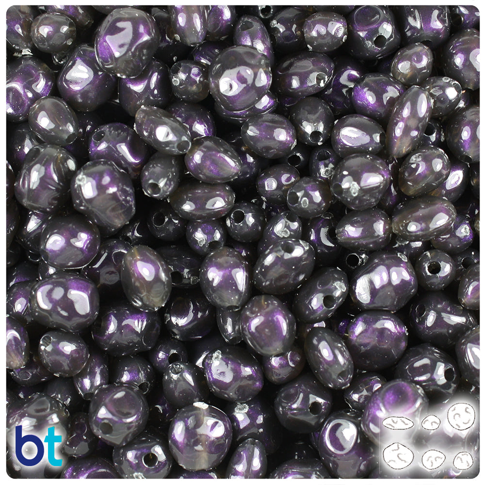 Dark Lilac Grey Opaque Freshwater Pearls Plastic Beads (50g)