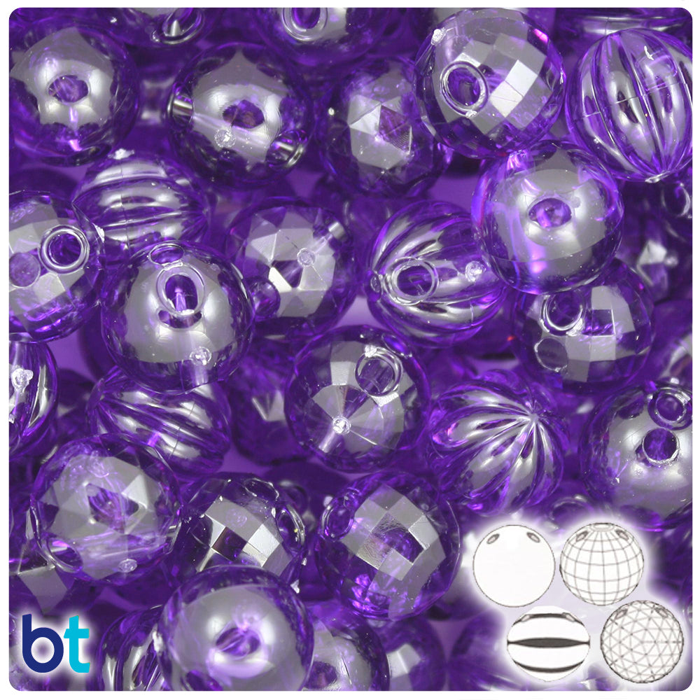 Amethyst Transparent 14mm Family Bubble Plastic Beads (113g)