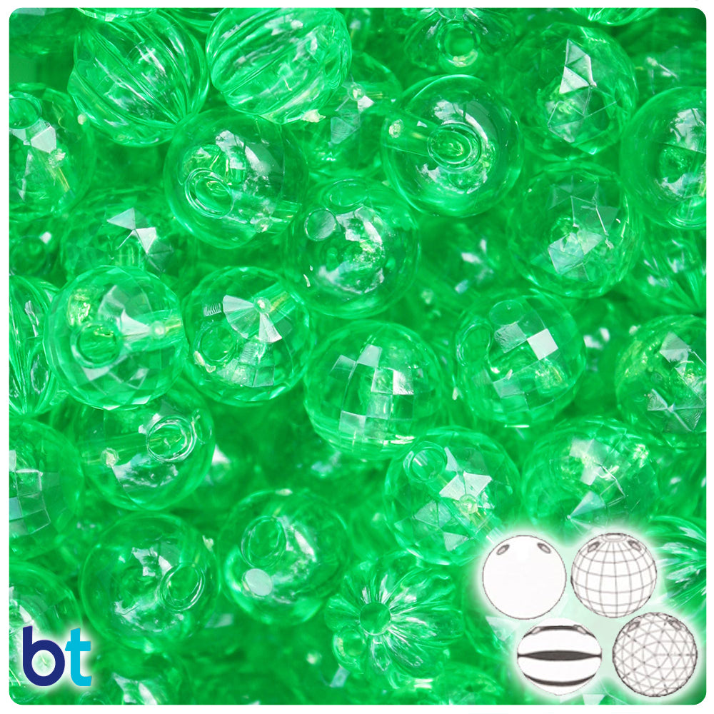 Lime Transparent 14mm Family Bubble Plastic Beads (113g)