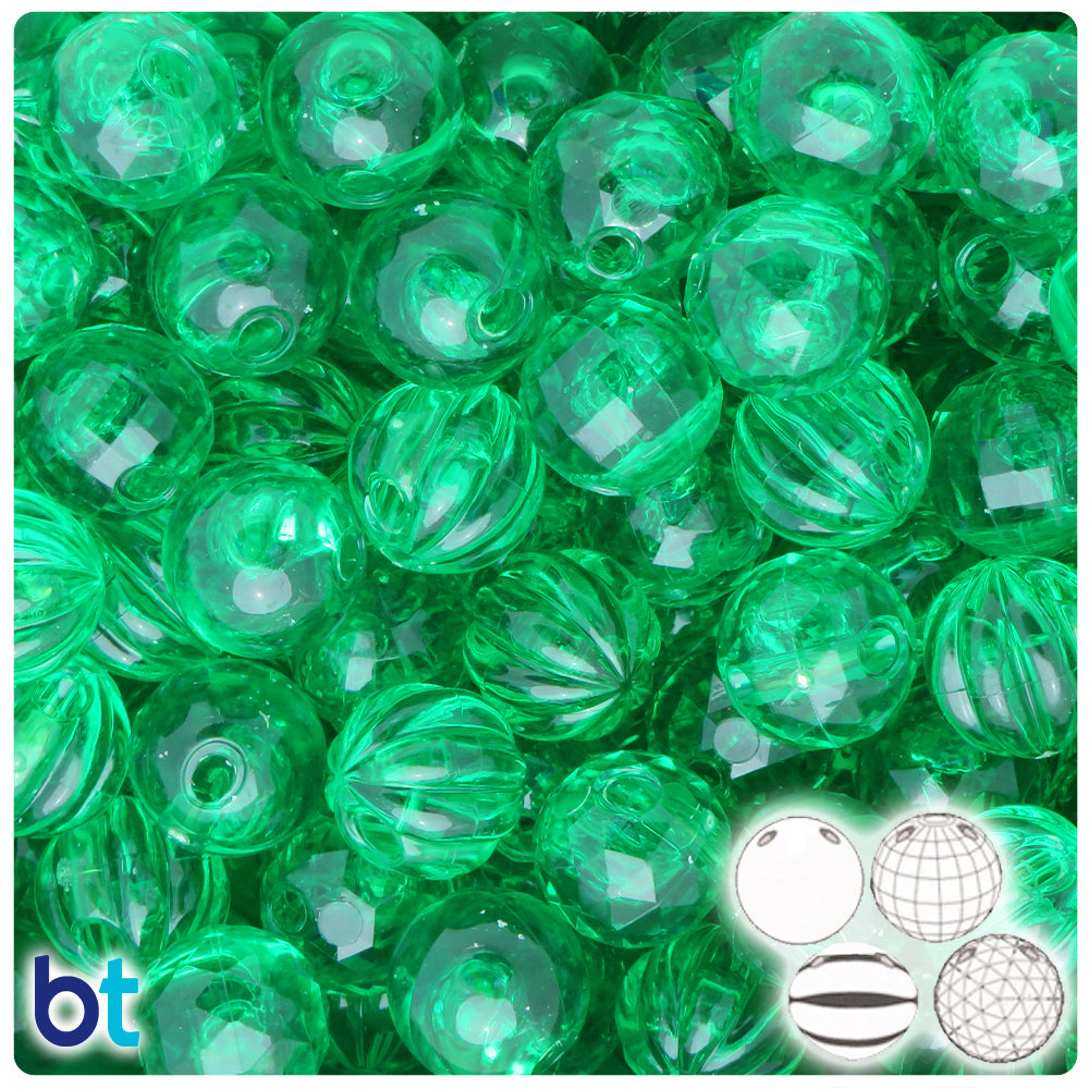 Mint Transparent 14mm Family Bubble Plastic Beads (113g)