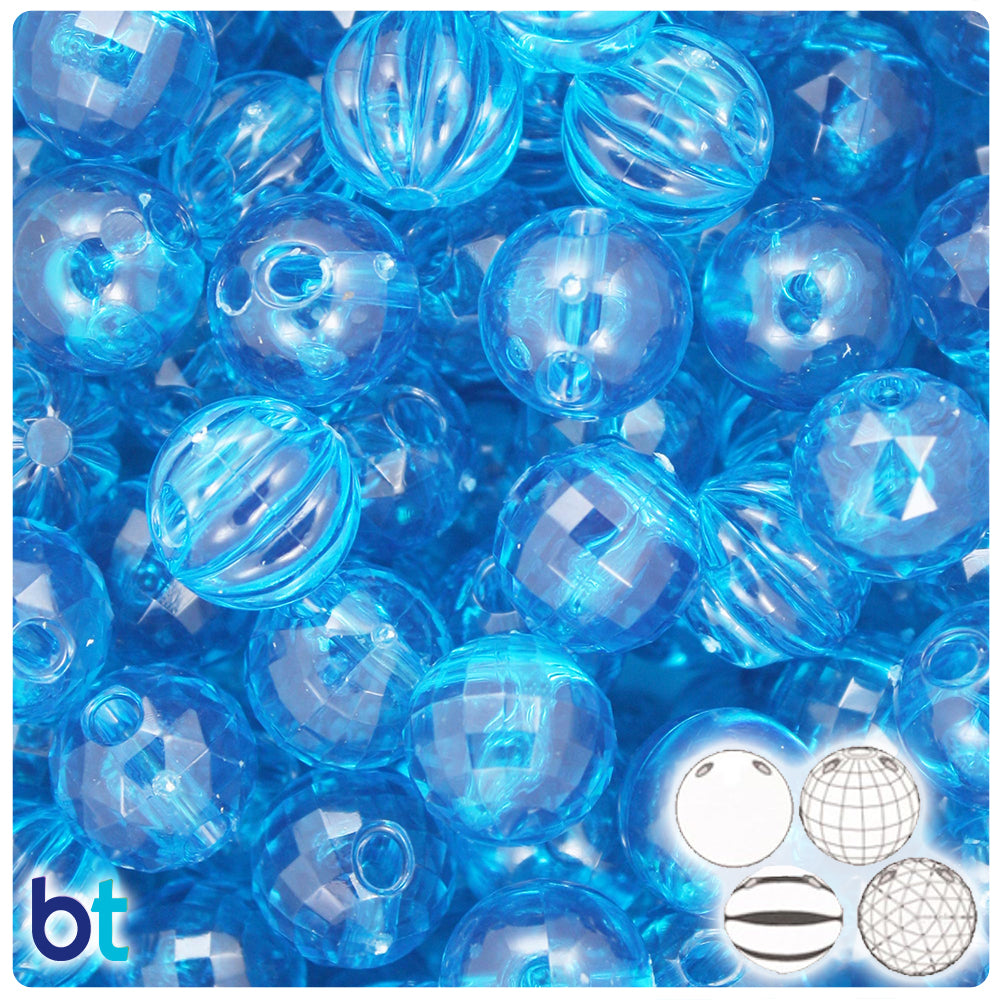 Turquoise Transparent 14mm Family Bubble Plastic Beads (113g)