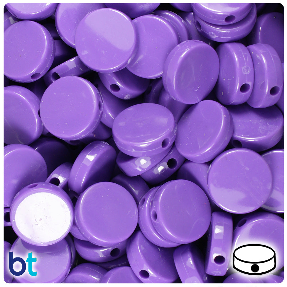 Dark Lilac Opaque 13mm Coin Plastic Beads (150pcs)