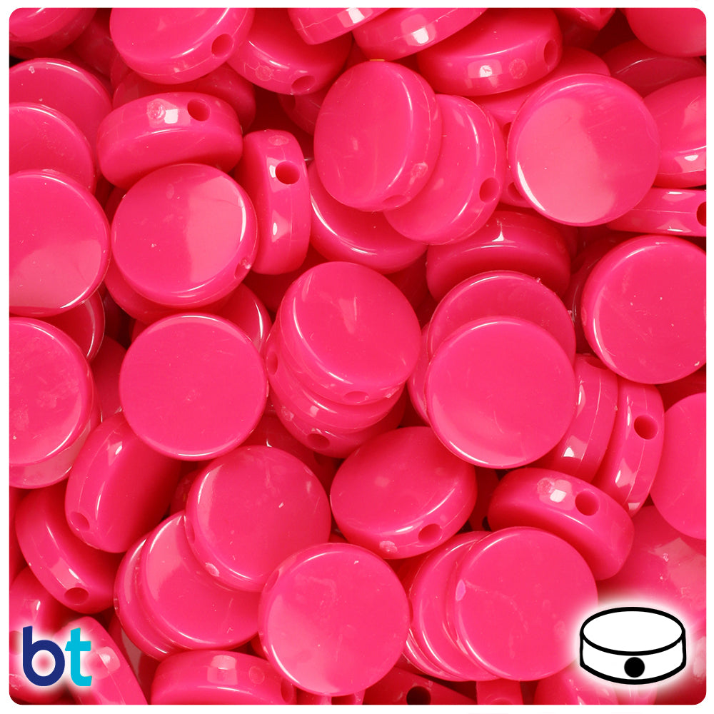 Magenta Neon Bright 13mm Coin Plastic Beads (150pcs)