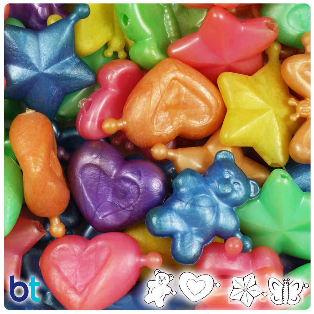 Bright Pearl Mix 25mm Charm Plastic Pop Beads (56g)
