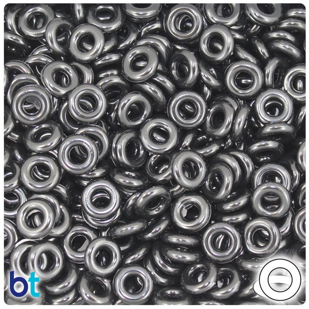 Black Opaque 10mm Plastic Rings (125pcs)