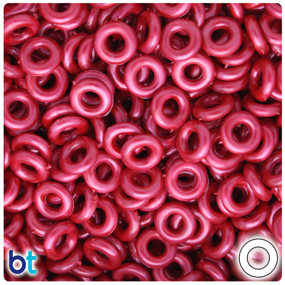 Red Pearl 10mm Plastic Rings (125pcs)