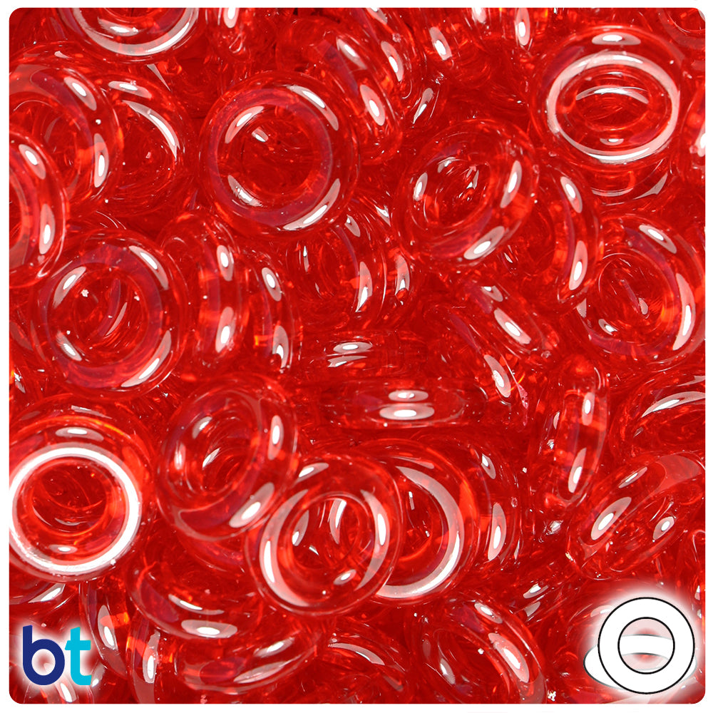 Ruby Transparent 16mm Plastic Rings (100pcs)