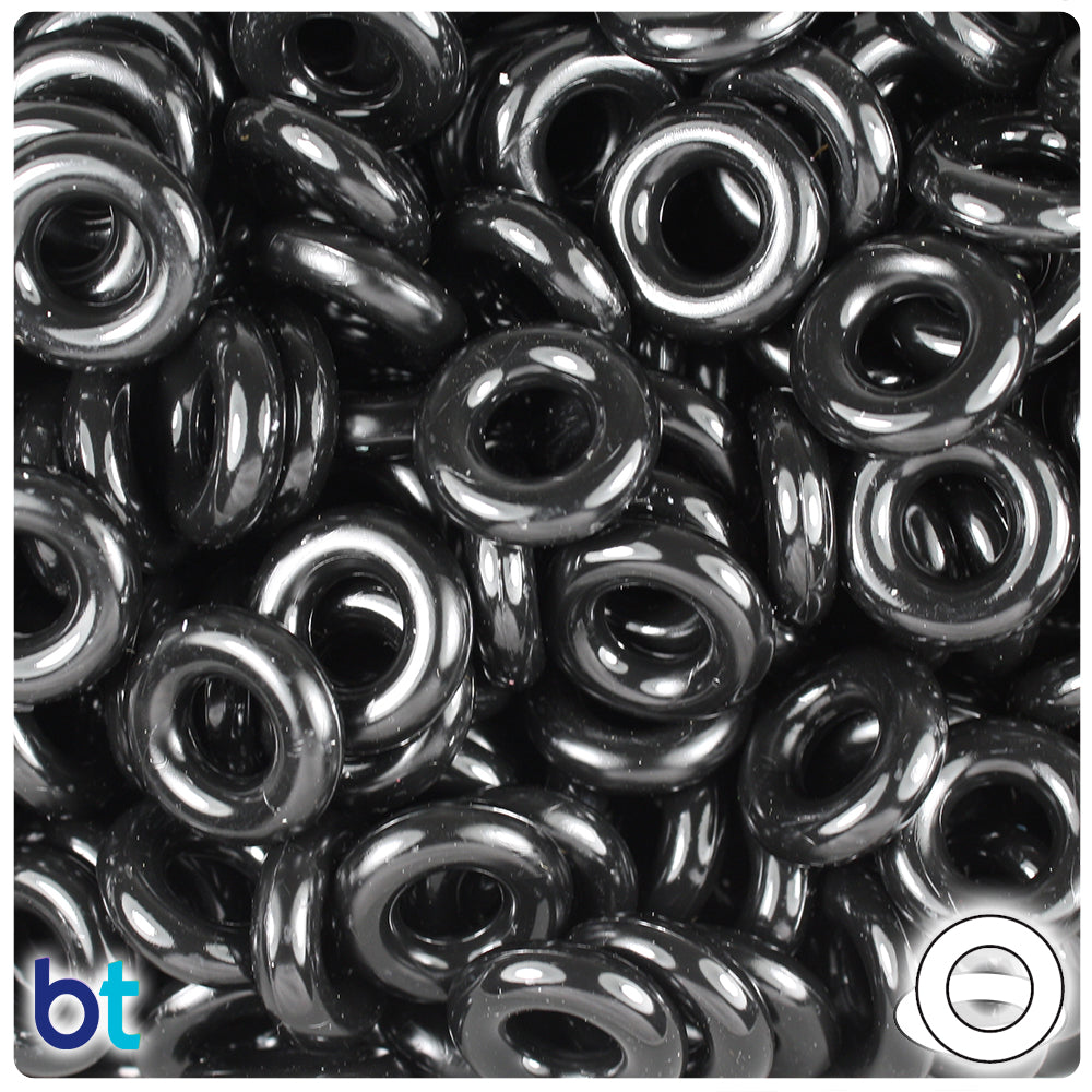 Black Opaque 16mm Plastic Rings (100pcs)