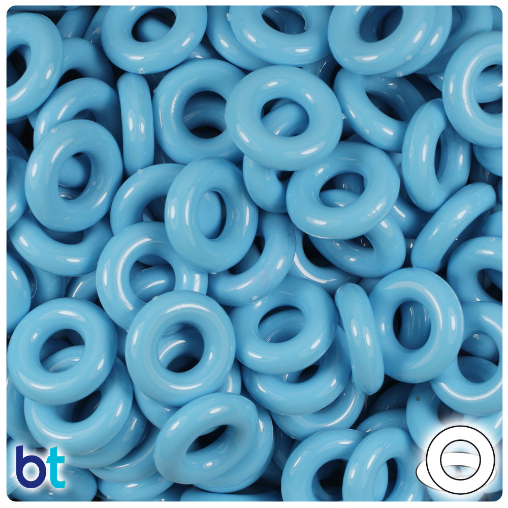 Baby Blue Opaque 16mm Plastic Rings (100pcs)