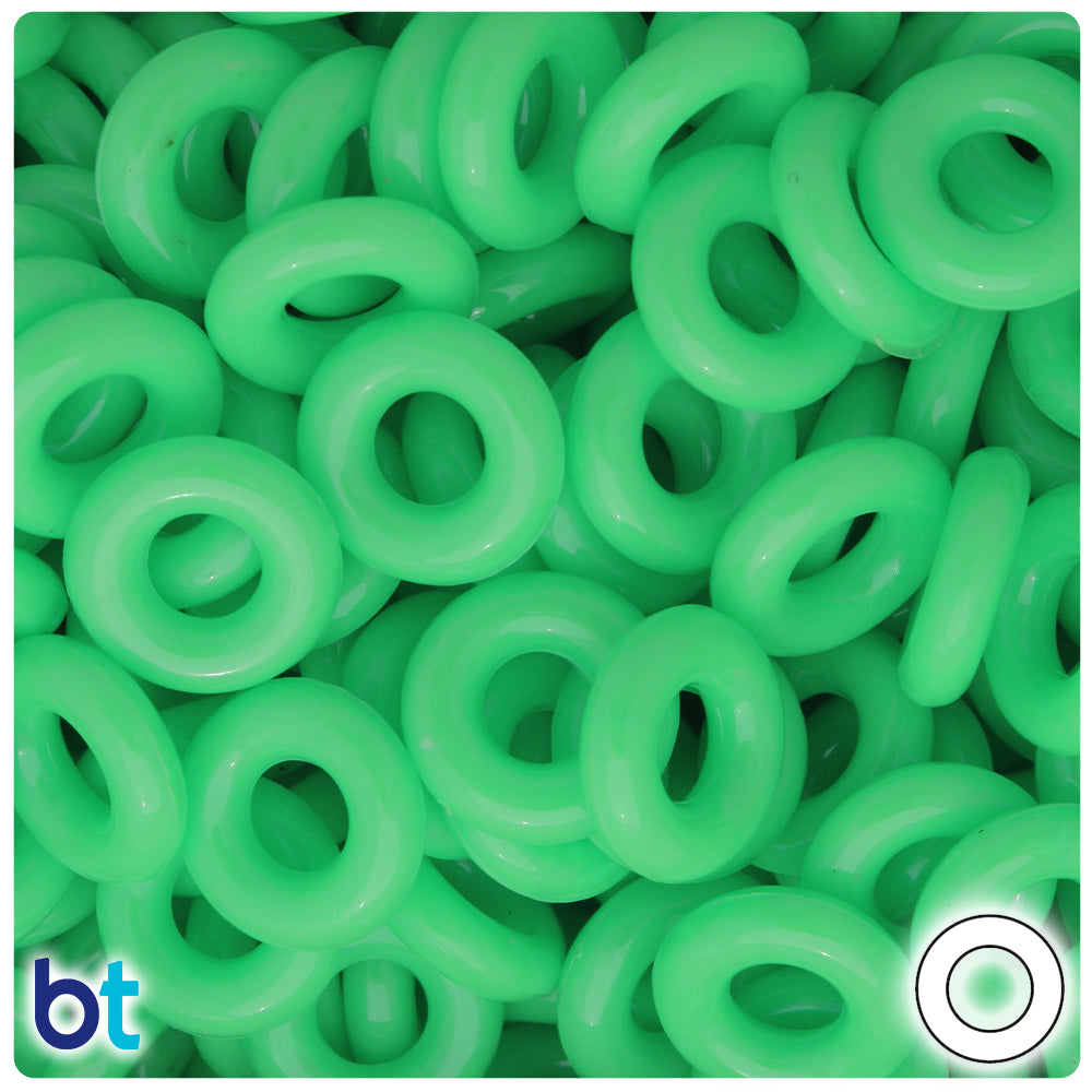 Lime Opaque 16mm Plastic Rings (100pcs)
