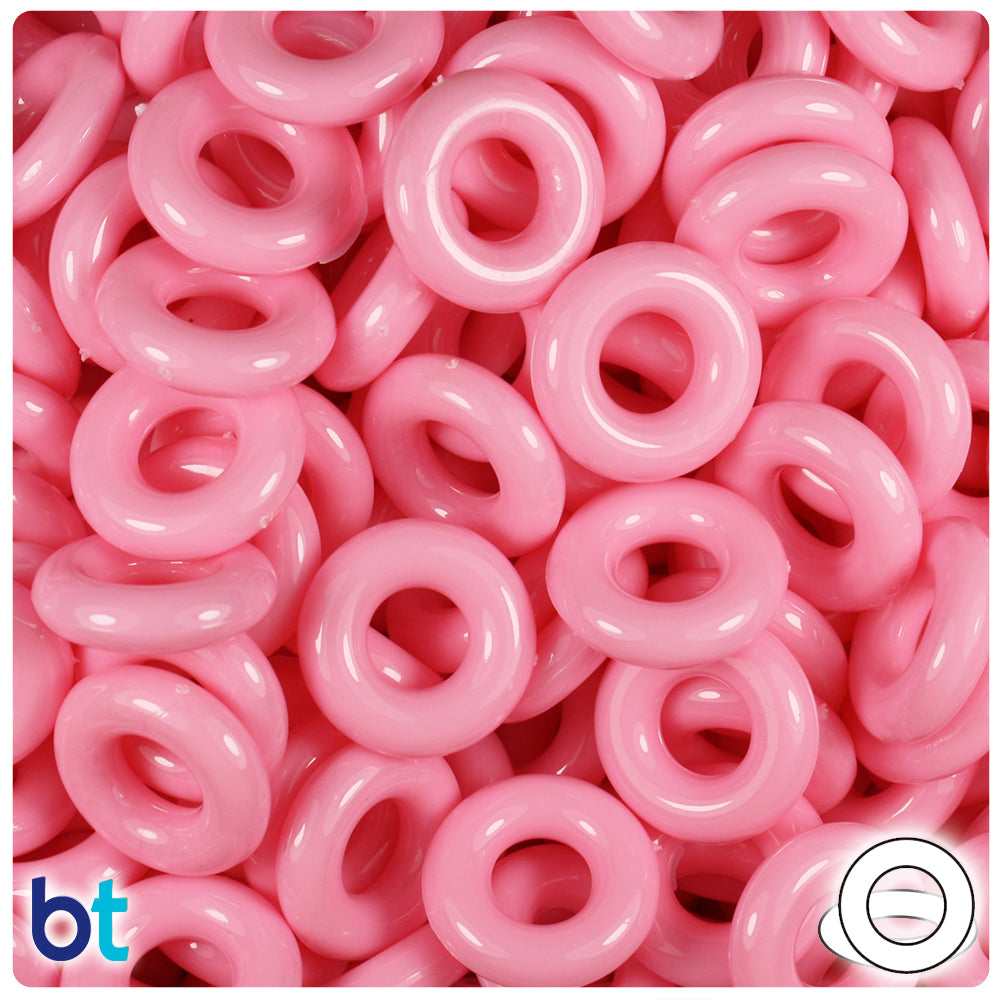 Baby Pink Opaque 16mm Plastic Rings (100pcs)