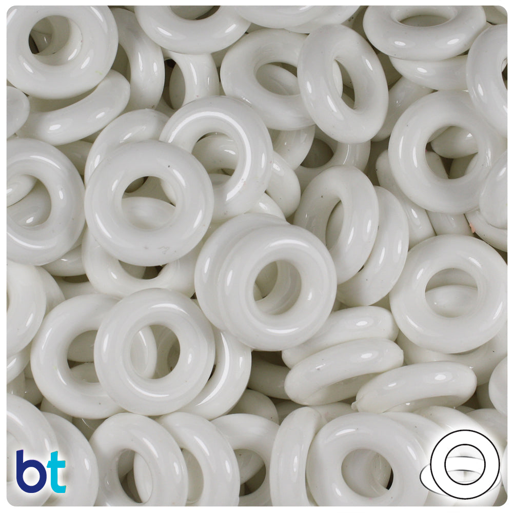 Bright White Opaque 16mm Plastic Rings (100pcs)
