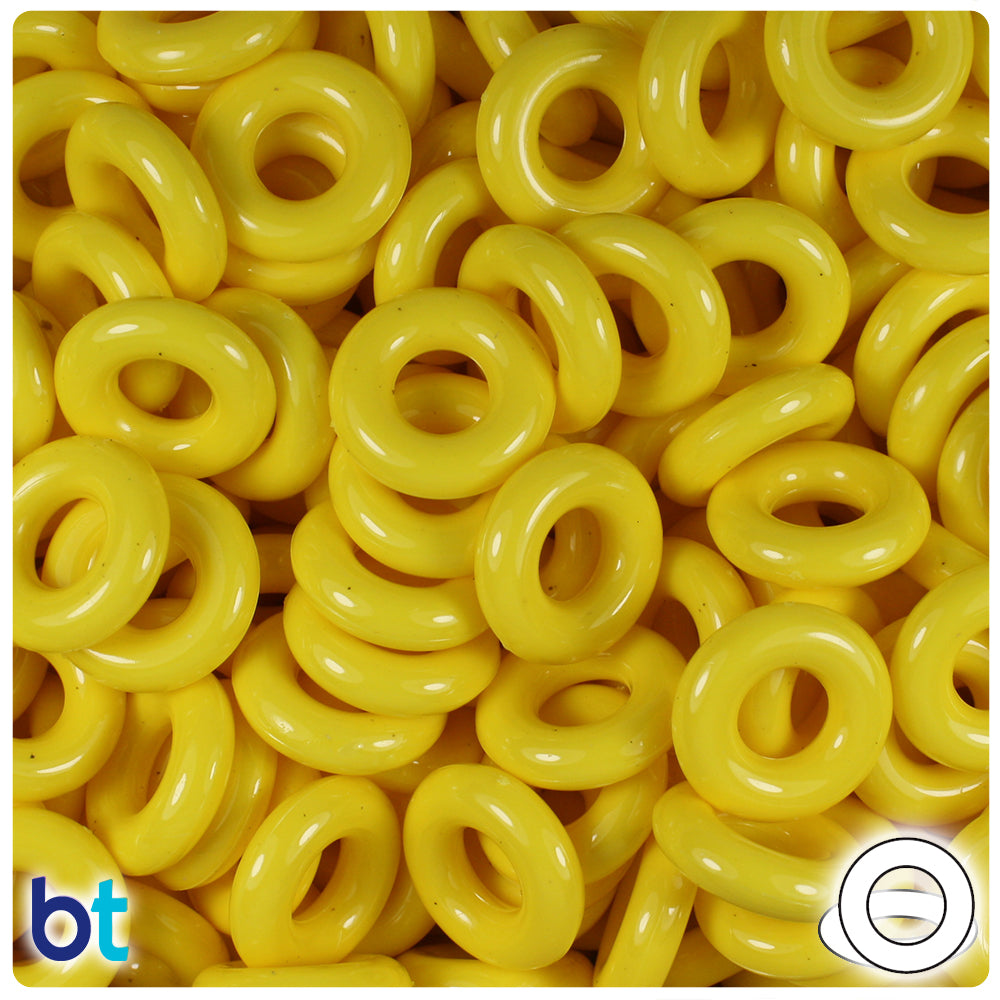 Yellow Opaque 16mm Plastic Rings (100pcs)