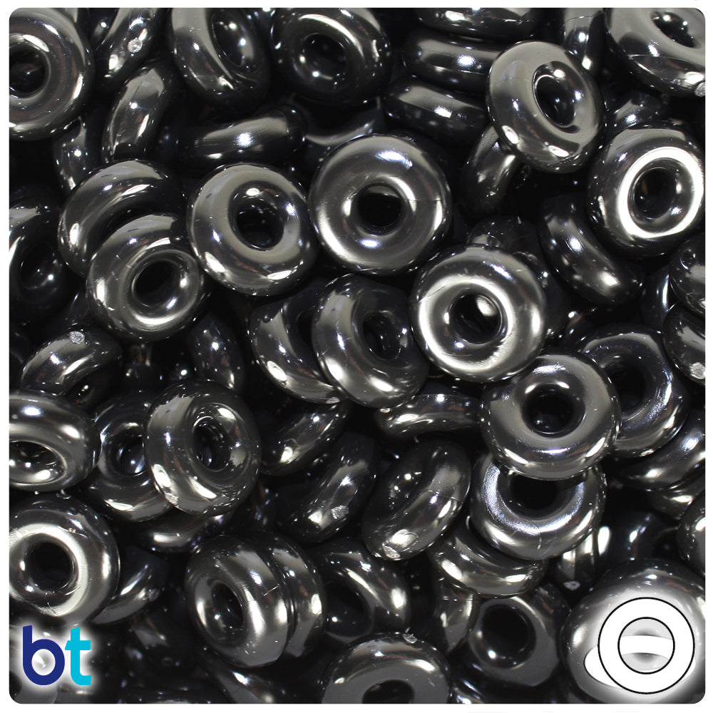 Black Opaque 14mm Plastic Rings (100pcs)
