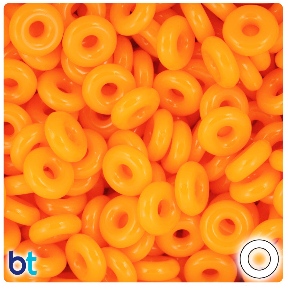 Orange Opaque 14mm Ring Plastic Beads (100pcs)