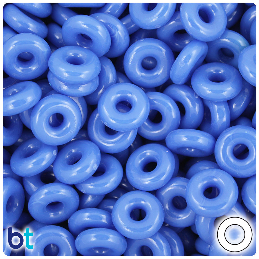 Periwinkle Opaque 14mm Ring Plastic Beads (100pcs)