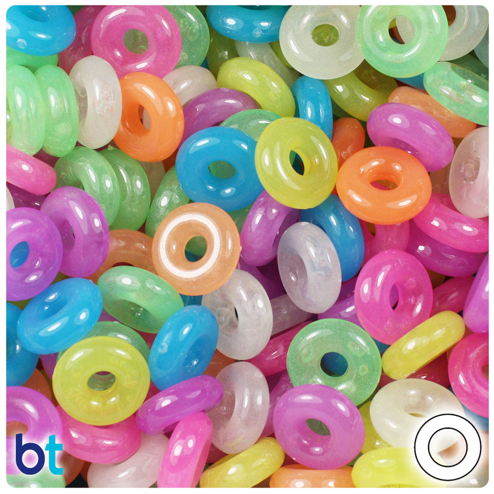 Glow Mix 14mm Plastic Rings (100pcs)