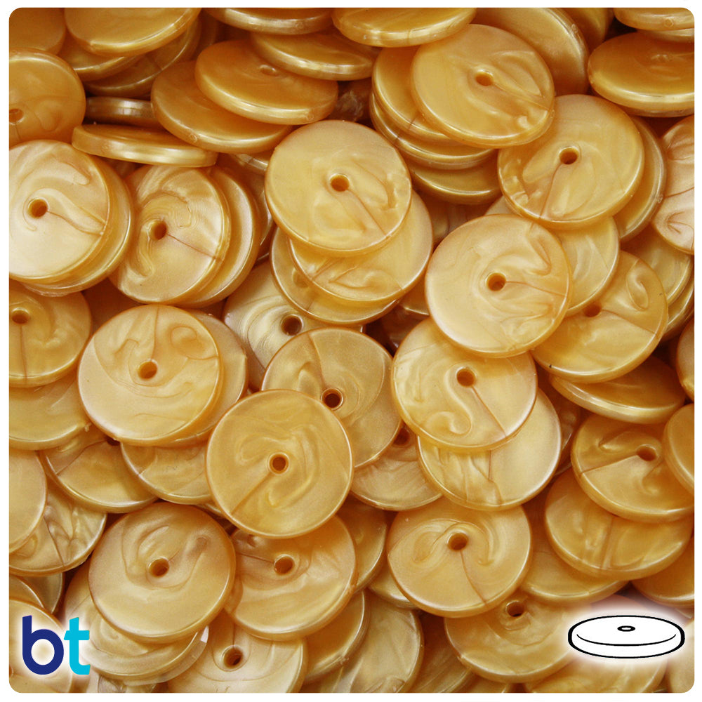 Gold Pearl 14mm Small Hole Plastic Disc Beads (175pcs)
