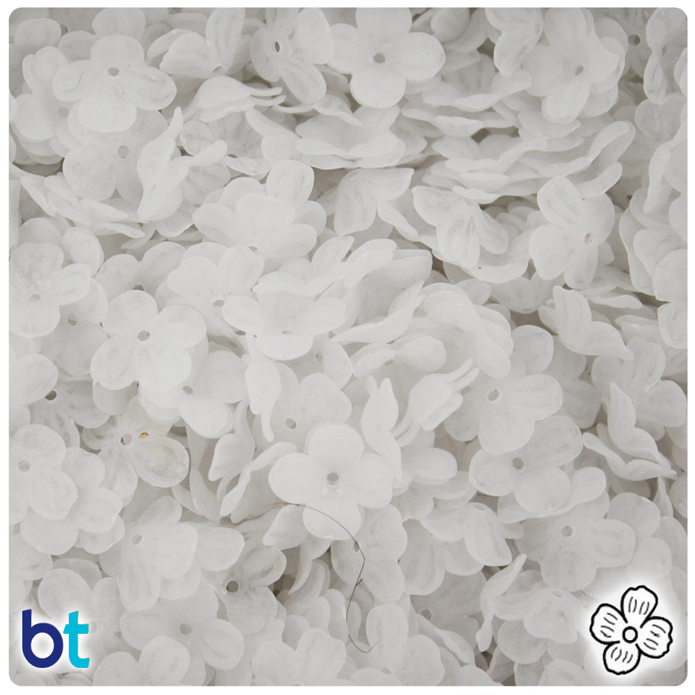 Ice Frosted 12mm Plastic Dogwood Flowers (100pcs)