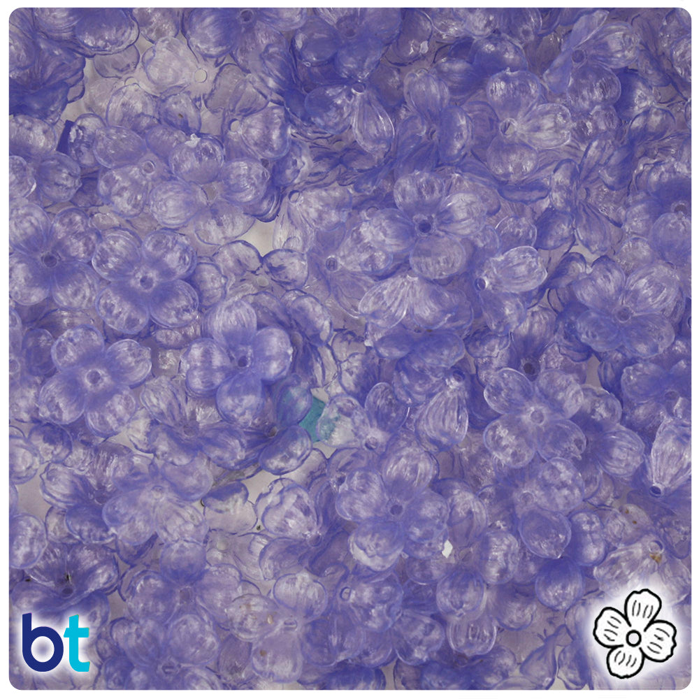 Light Violet Transparent 12mm Plastic Dogwood Flowers (100pcs)