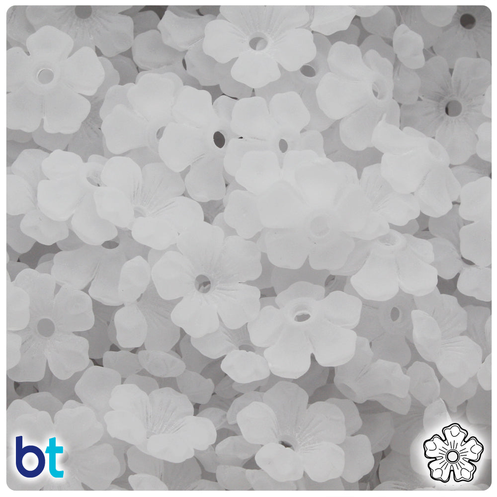 Ice Frosted 14mm Plastic Camellia Flowers (30pcs)