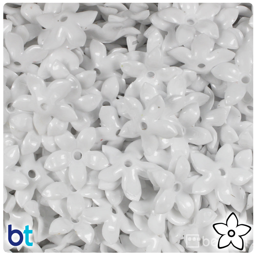 White Opaque 18mm Plastic Star Flowers (144pcs)