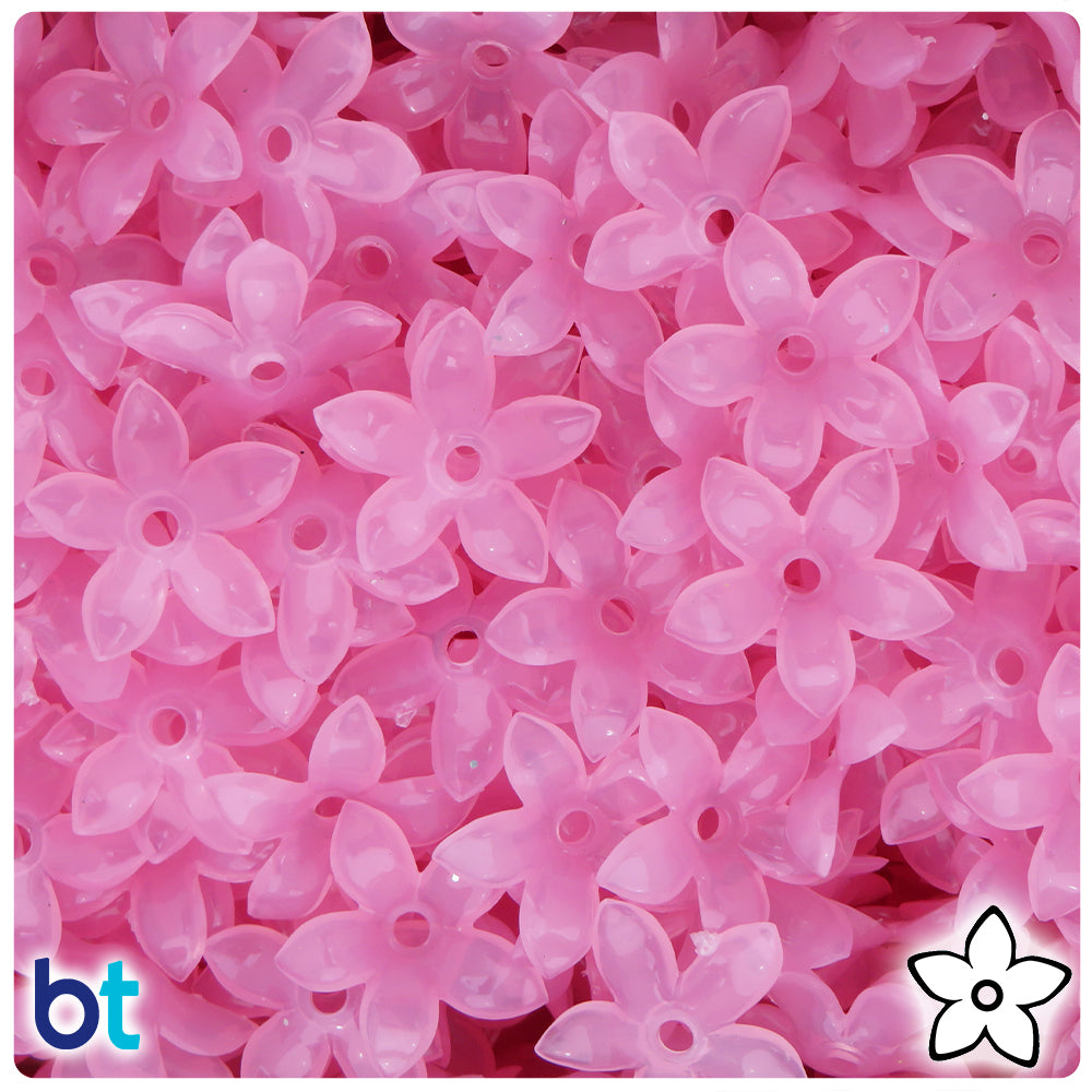 Petal Pink Translucent 18mm Plastic Star Flowers (144pcs)
