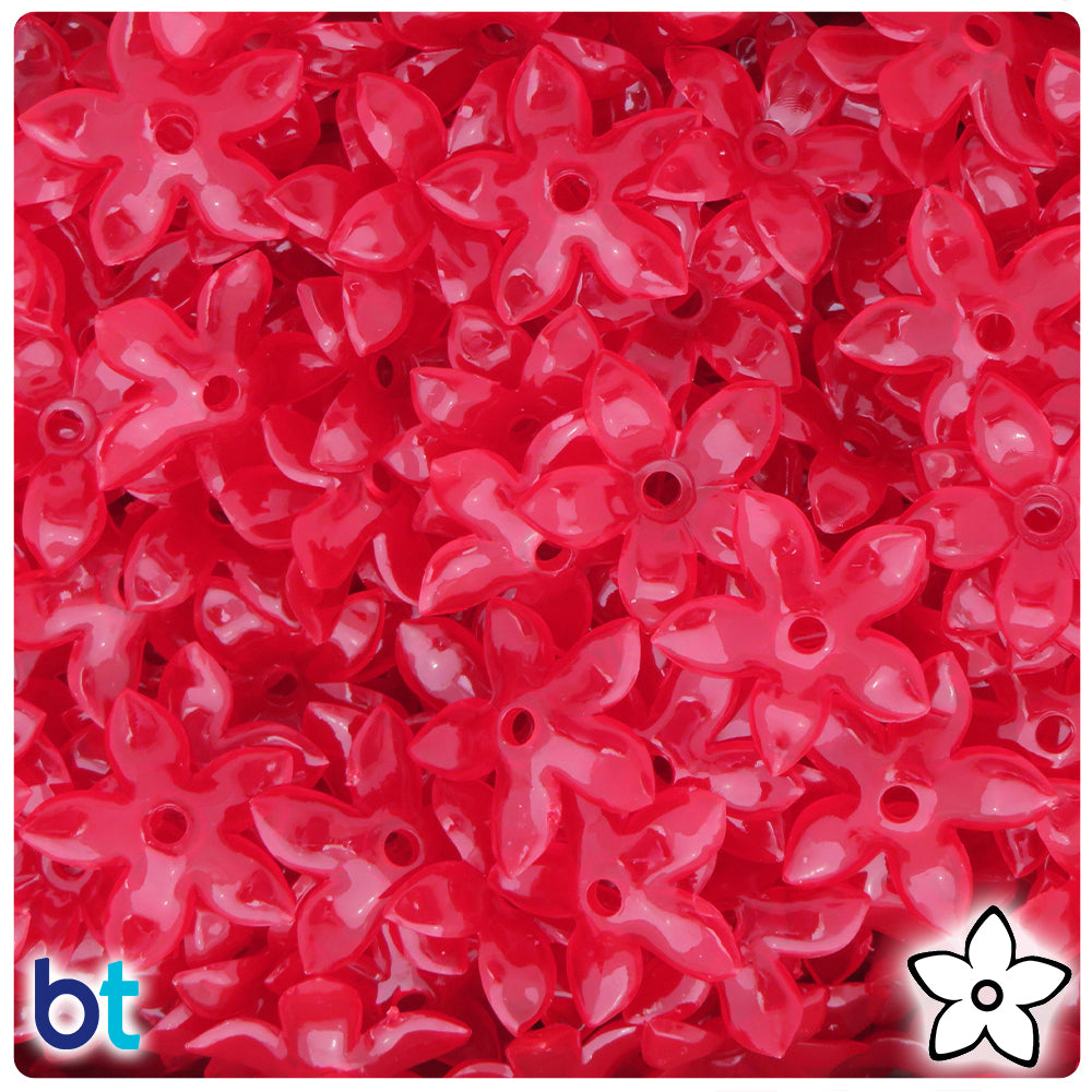 Dark Ruby Translucent 18mm Plastic Star Flowers (144pcs)