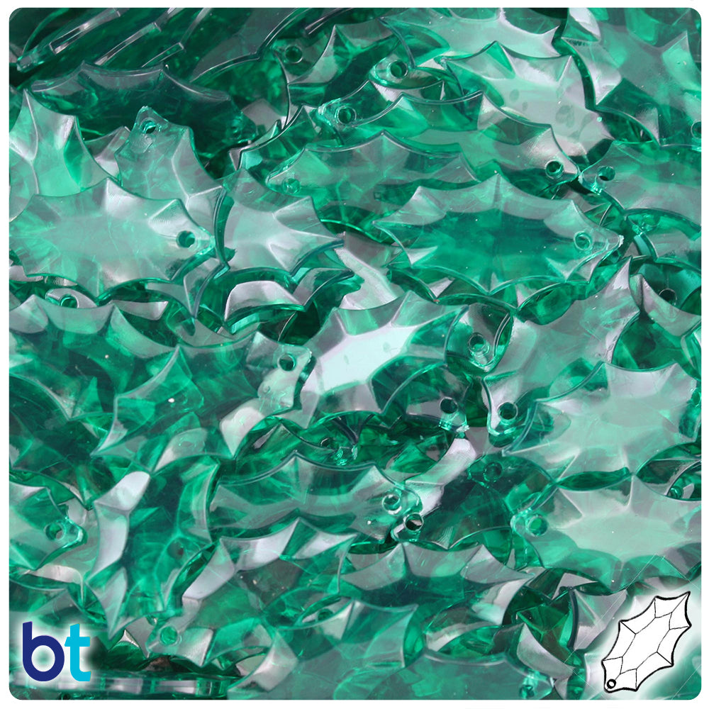 Emerald Transparent 23mm Plastic Holly Leaves (100pcs)