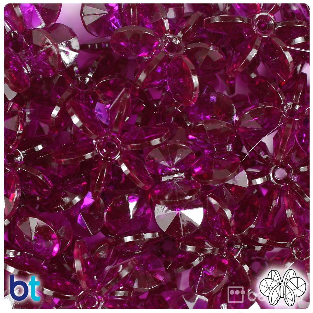 Dark Amethyst Transparent 25mm SunBurst Plastic Beads (80pcs)