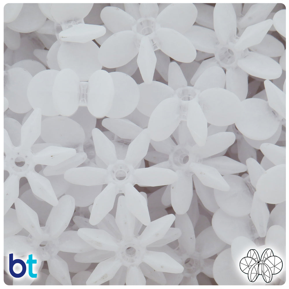 Ice Frosted 25mm SunBurst Plastic Beads (80pcs)