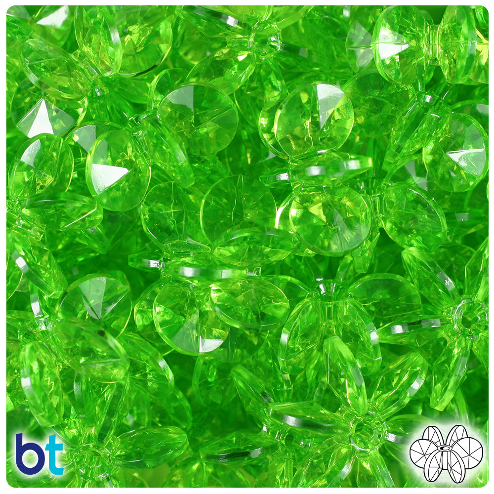 Lime Transparent 25mm SunBurst Plastic Beads (80pcs)