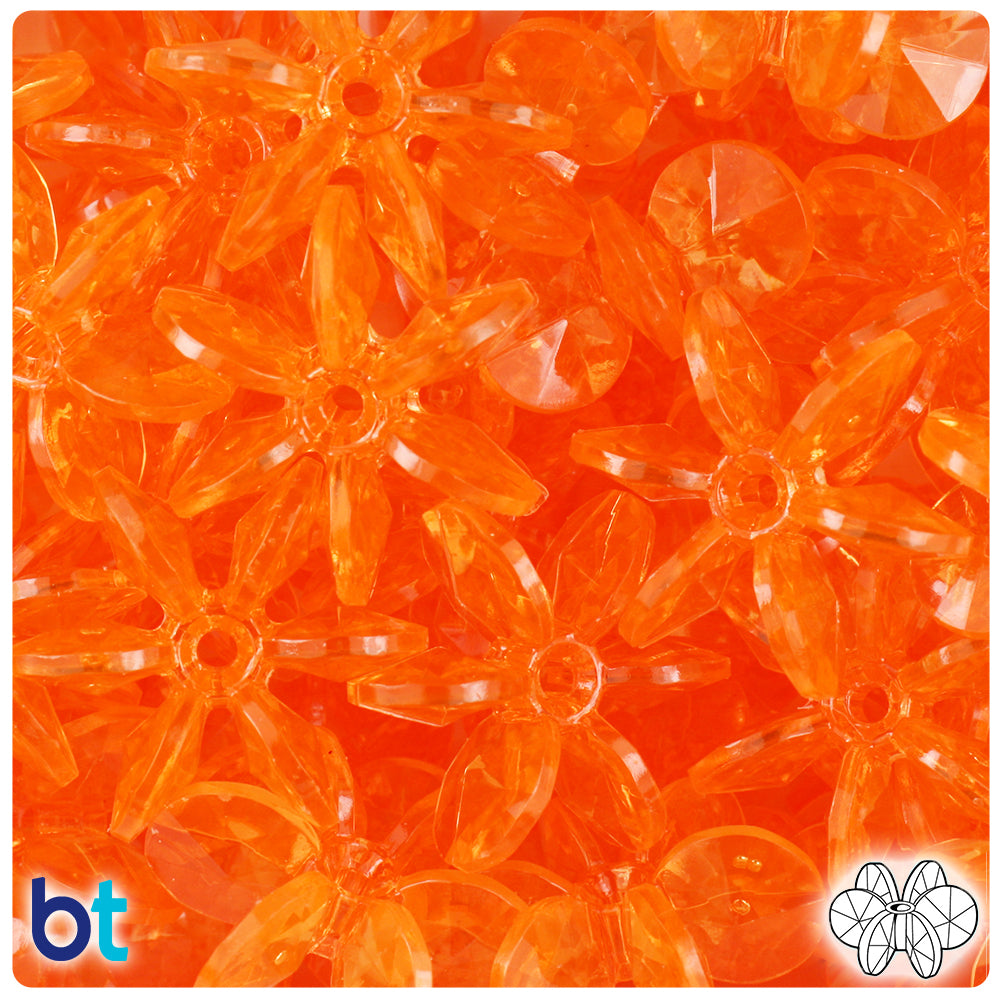 Orange Transparent 25mm SunBurst Plastic Beads (80pcs)