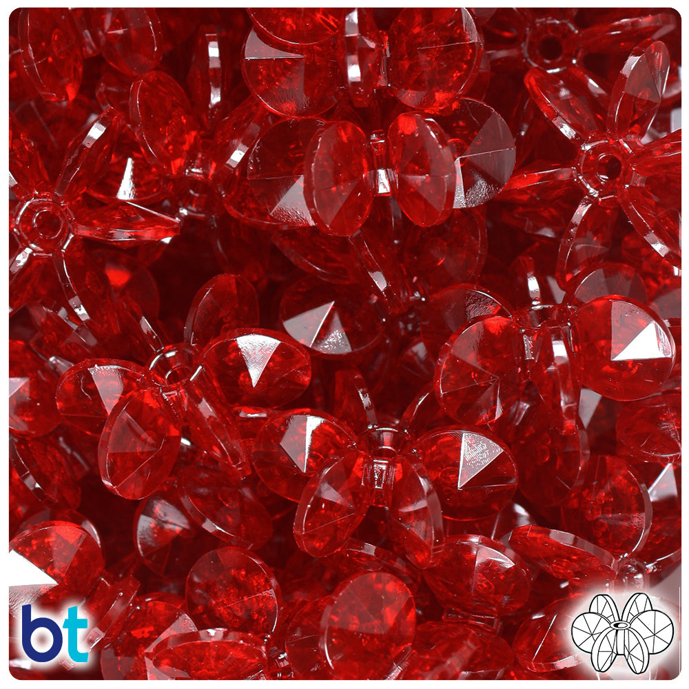 Dark Ruby Transparent 25mm SunBurst Plastic Beads (80pcs)