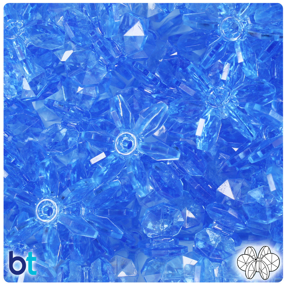Light Sapphire Transparent 25mm SunBurst Plastic Beads (80pcs)