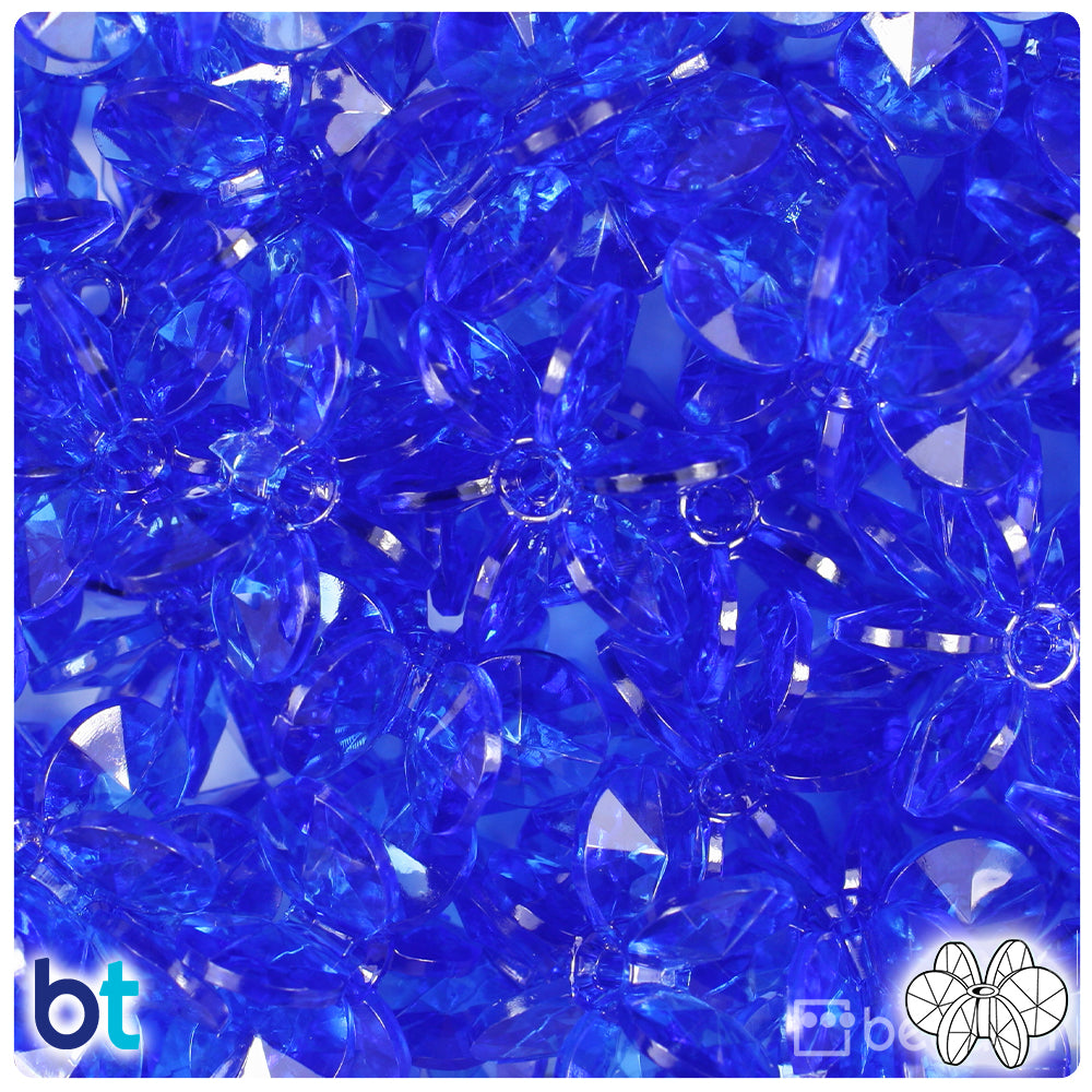 Dark Sapphire Transparent 25mm SunBurst Plastic Beads (80pcs)