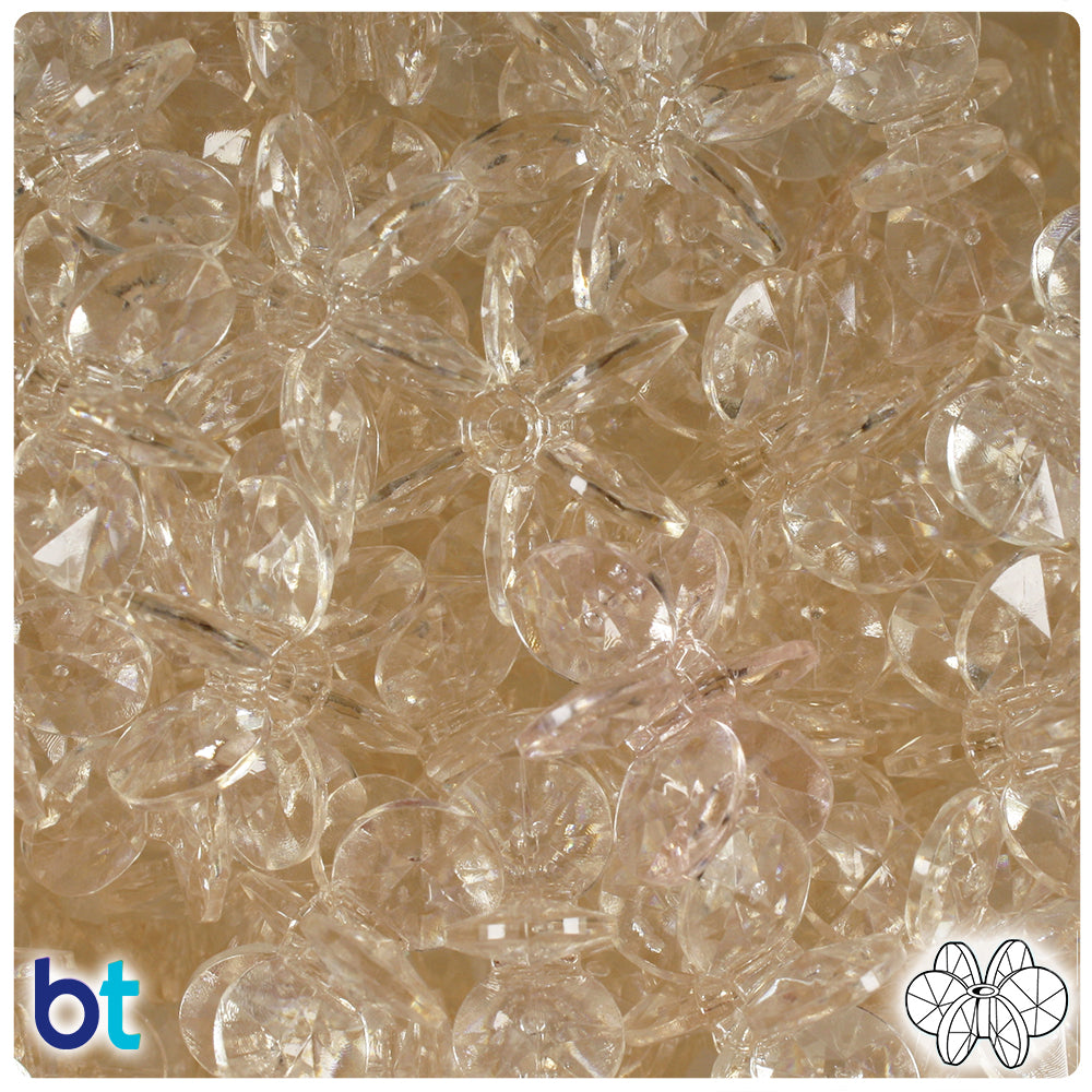 Champagne Transparent 25mm SunBurst Plastic Beads (80pcs)