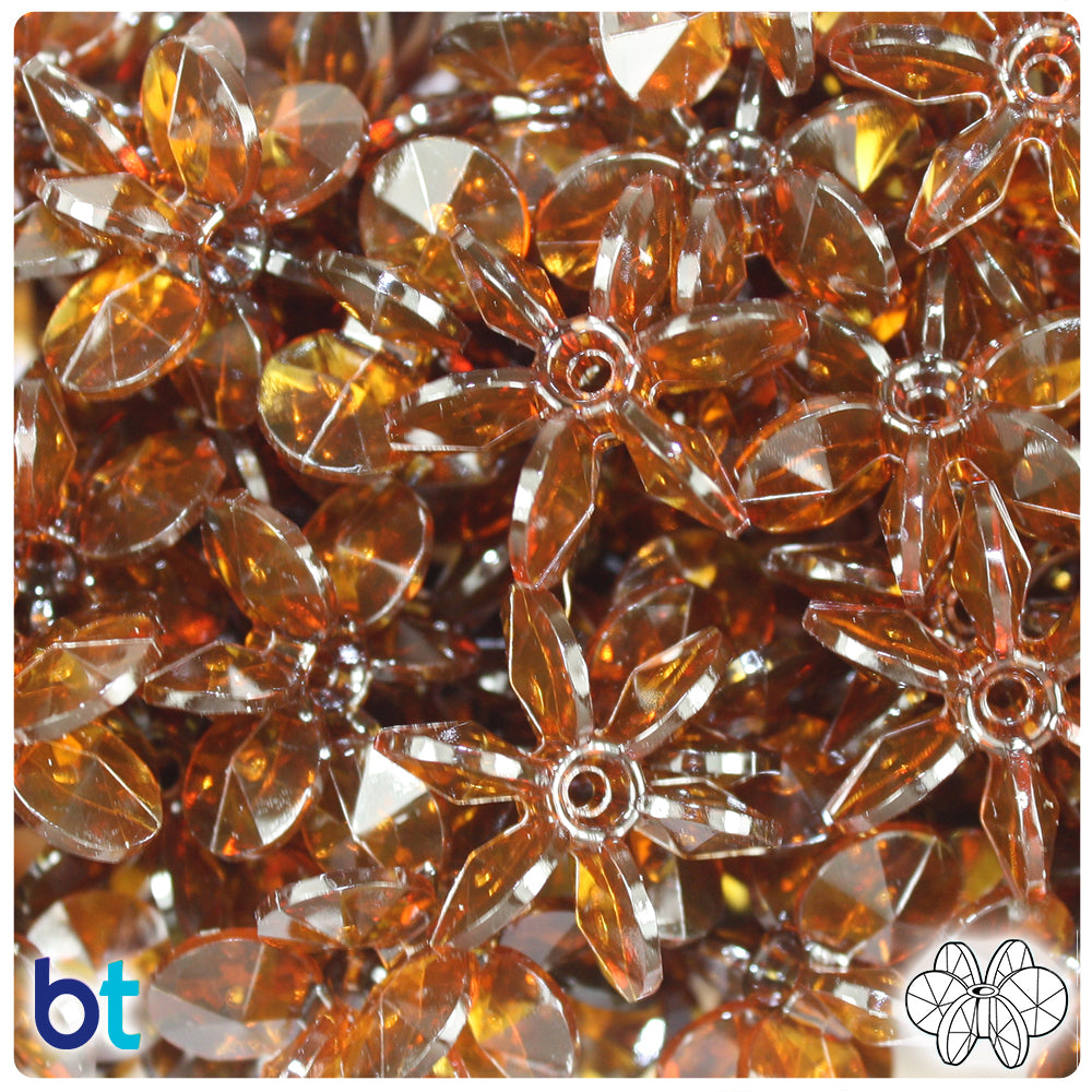 Root Beer Transparent 25mm SunBurst Plastic Beads (80pcs)