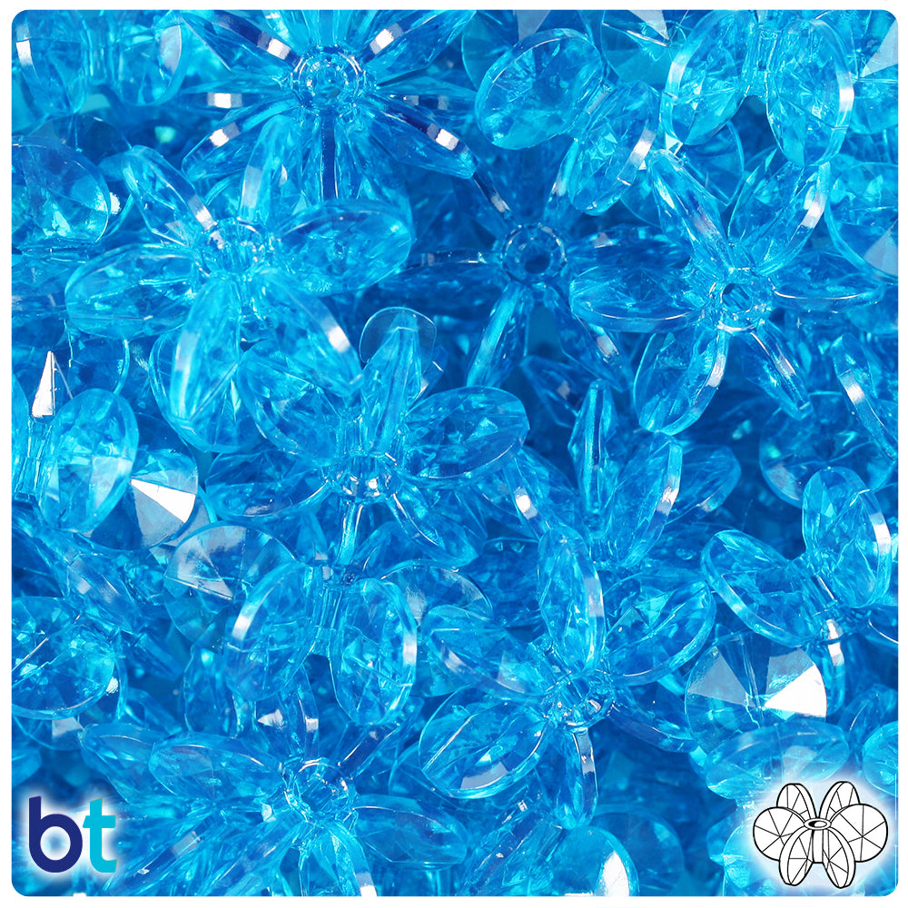 Turquoise Transparent 25mm SunBurst Plastic Beads (80pcs)