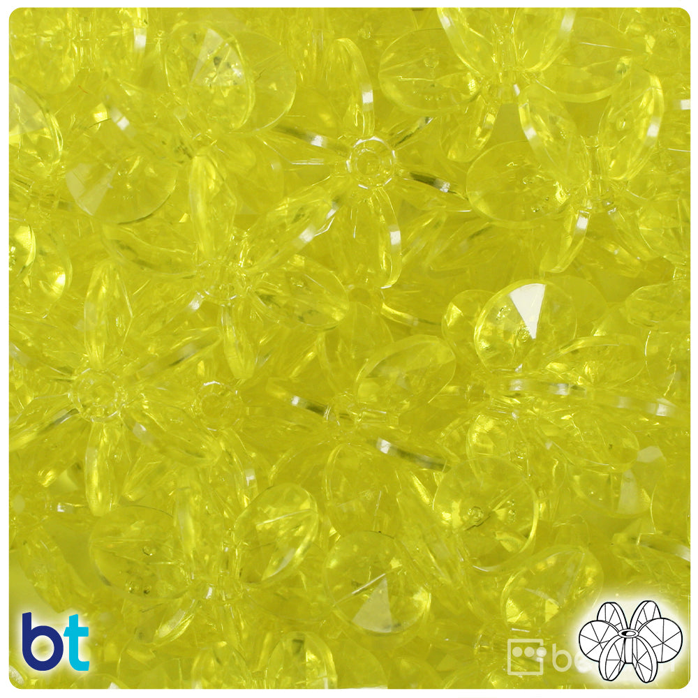 Yellow Transparent 25mm SunBurst Plastic Beads (80pcs)