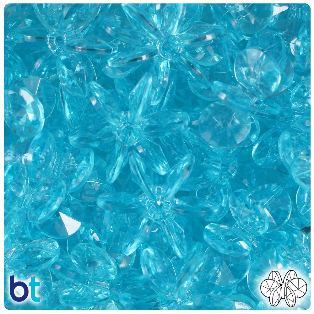Light Turquoise Transparent 25mm SunBurst Plastic Beads (80pcs)