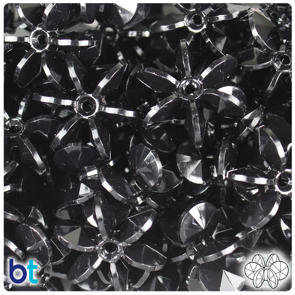 Black Opaque 25mm SunBurst Plastic Beads (80pcs)