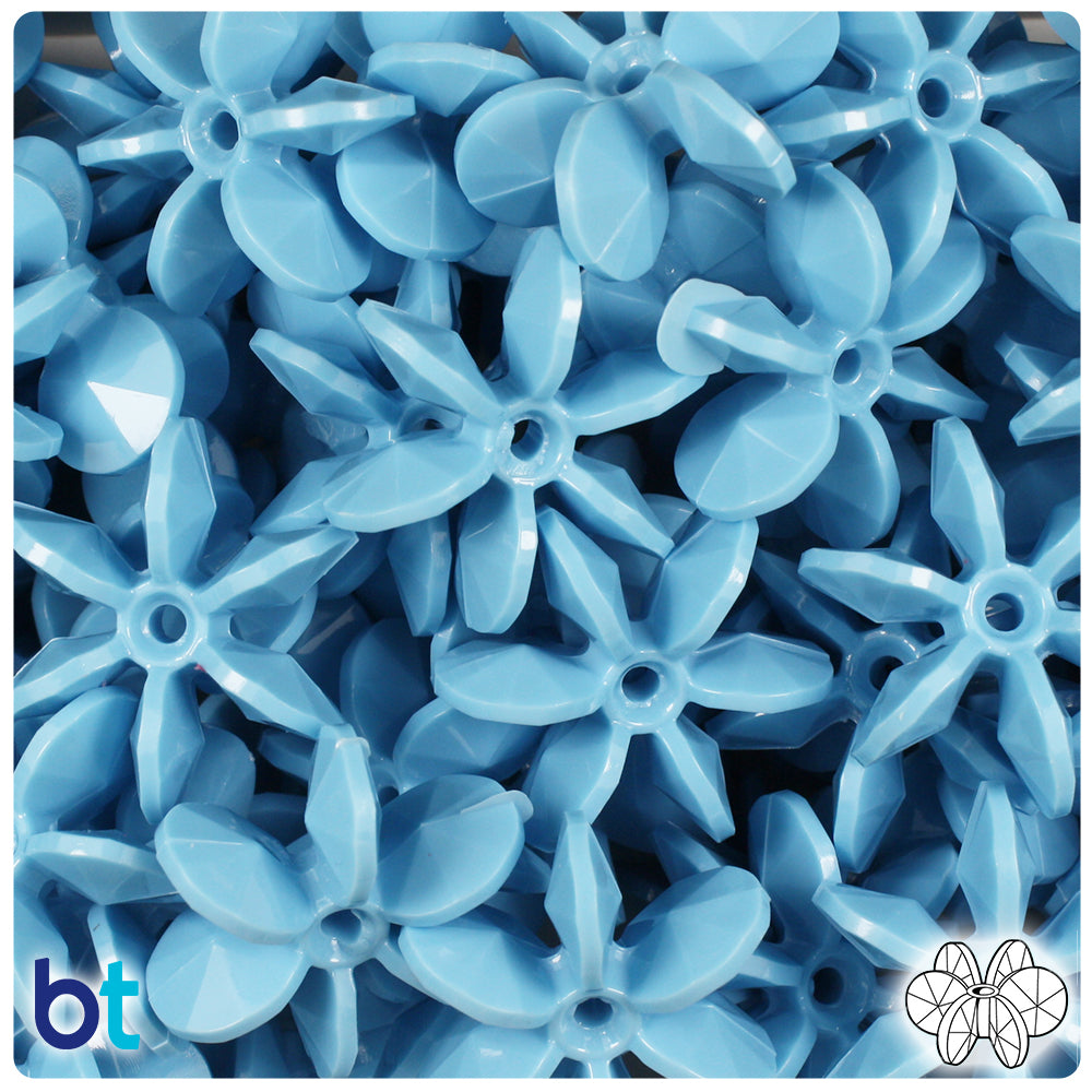 Baby Blue Opaque 25mm SunBurst Plastic Beads (80pcs)