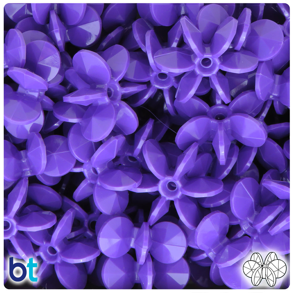 Dark Lilac Opaque 25mm SunBurst Plastic Beads (80pcs)