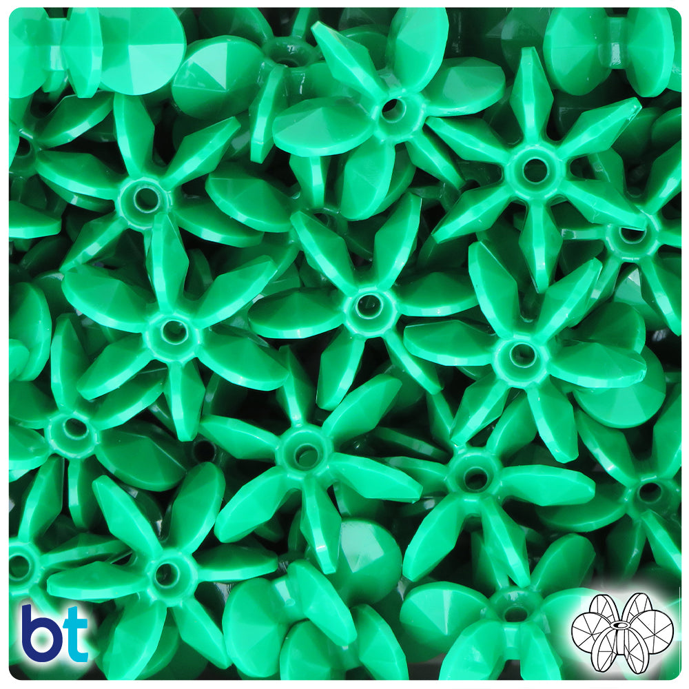 Green Opaque 25mm SunBurst Plastic Beads (80pcs)
