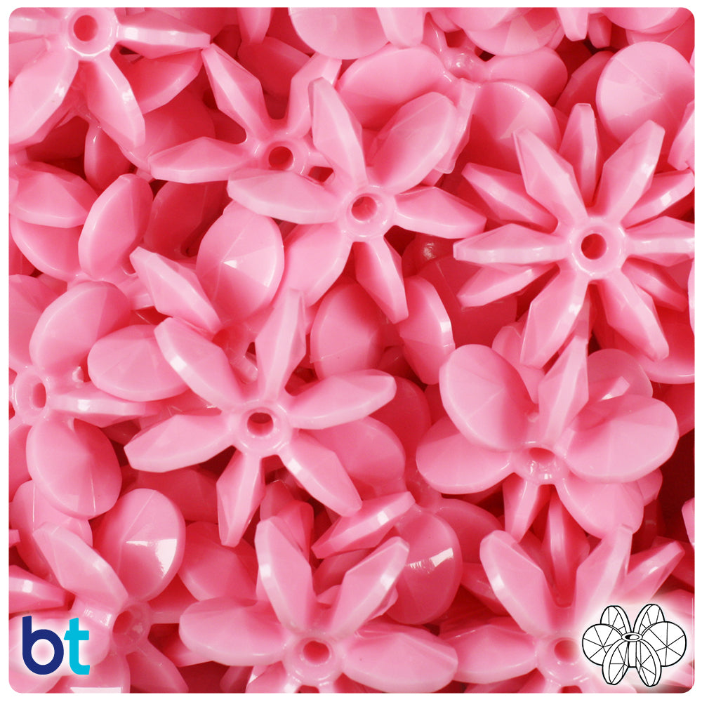 Baby Pink Opaque 25mm SunBurst Plastic Beads (80pcs)